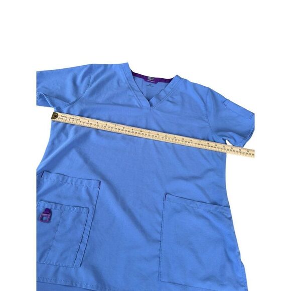 Carhartt Force Womens Scrub Top Medium Blue Short Sleeve V-Neck With Pockets - Picture 4 of 9